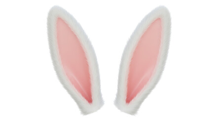 Fototapeta premium Fluffy White Bunny Ears Easter Rabbit Pink Inside 3D Render