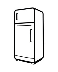 modern refrigerator black line art vector on white