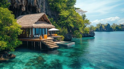 Naklejka premium Luxurious overwater bungalow