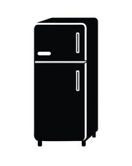 modern refrigerator black silhouette vector on white