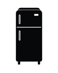 modern refrigerator black silhouette vector on white