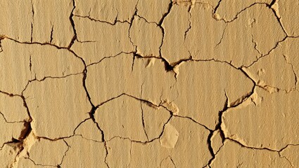 Fototapeta premium Dry cracked earth texture background with many fissures and crevices detail
