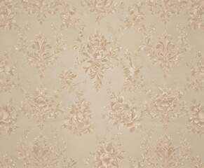 Subtle beige damask with delicate floral details, perfect for backgrounds , surface pattern, vintage