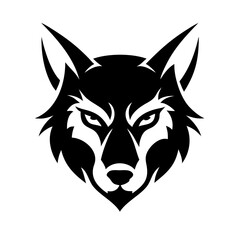 Obraz premium Wild wolf head vector icon featuring a bold tribal-style animal illustration—perfect for logos, symbols, tattoos, or graphic design projects.