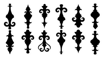 Decorative swirl and spiral vector silhouette set