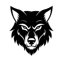 Fototapeta premium Wild beast wolf head vector illustration in tribal tattoo style, perfect for logo, icon, symbol, or design use. Bold and fierce animal graphics for creative projects.