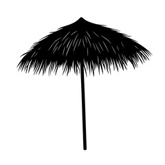 Thatch umbrella in a tropical style for beach and vacation themes