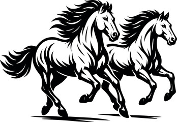 Horses cricut vector black silhouette print design