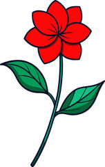 Red Jasmine Blossom with Bold Petals and Smooth Leaf