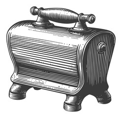 Hand Drawn Vintage Illustration of an Old Fashioned Bread Box