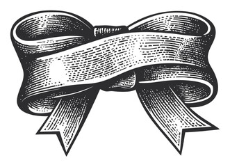 Hand Drawn Illustration of Vintage Ribbon for Decorative Purposes