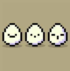 Pixel art of cute eggs character.