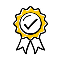Badge With Check Mark Vector Illustration