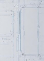 Subtle blue blueprint pattern on clean white, technical schematic style, texture, document
