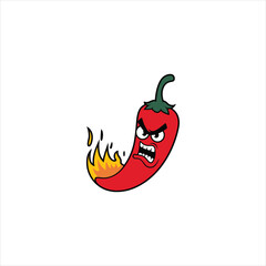 Angry cartoon chili pepper, fierce expression 