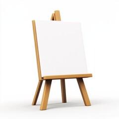 Small wooden easel with blank canvas.