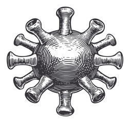 Detailed Hand-Drawn Illustration of a Virus with Spikes and Texture