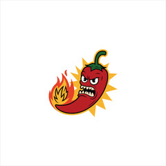 Angry cartoon chili pepper, fierce expression 