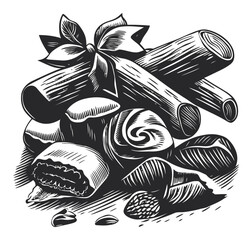 Hand-Drawn Illustration of Artistic Confectionery and Spices