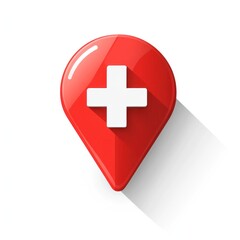 Obraz premium Red medical location pin; healthcare map marker