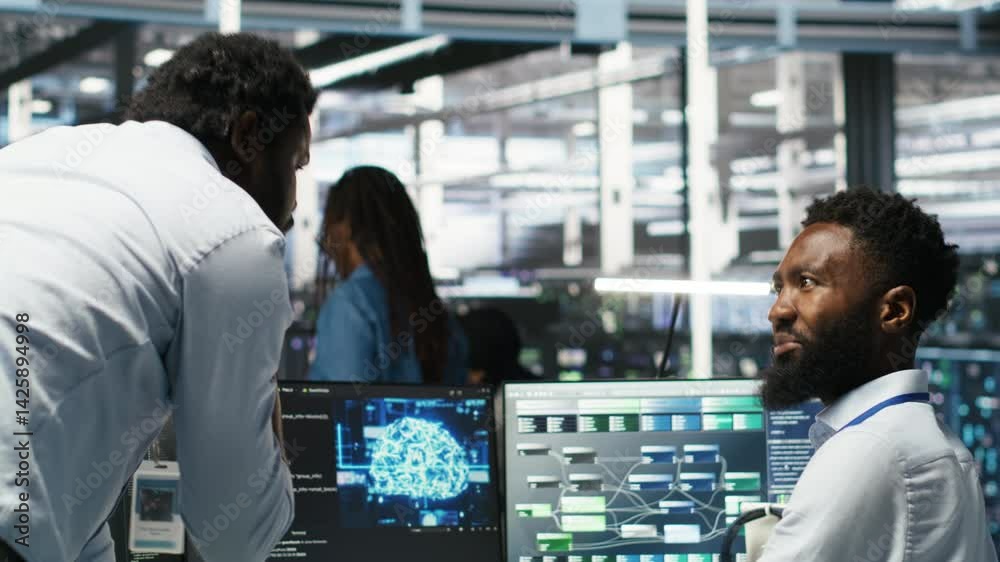 Poster pleased data center manager praising work done by engineer using neural network models to configure 