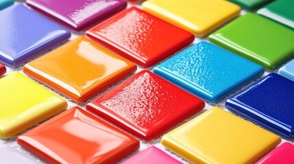 Vivid Color Tile Samples on White Background
