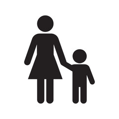 Black Silhouette of an Adult Holding a Child's Hand Representing Care, Protection, and Family Bonding for Parenting, Guardianship, Editable Vector Illustration Isolated on a White Background