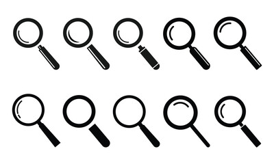 Magnifying glass icon set. Search icon Set. Zoom, Search, Find icon. Vector illustration