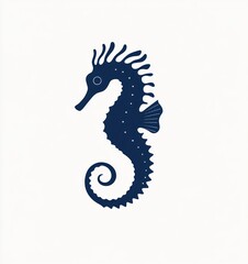 Fototapeta premium Seahorse ocean illustration, nautical design, white background, home decor