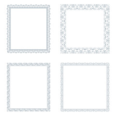 Set of decorative frames Elegant vector element for design in Eastern style, place for text. Floral gray and white borders. Lace illustration for invitations and greeting cards