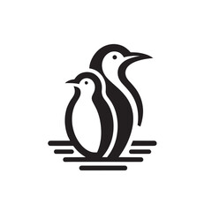 Stylized Flat Penguin Character Logo