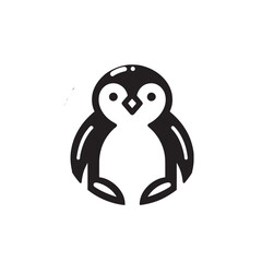 Friendly Penguin Logo in Flat Art