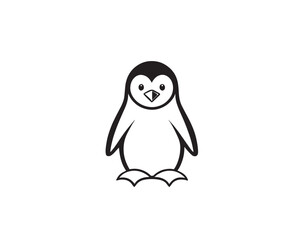 Flat Vector Penguin with Thick Outlines