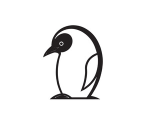Simple Penguin Logo with Clean Shapes