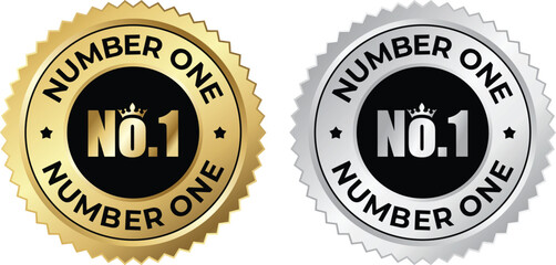 No. 1 Silver Gold Stamp Logo Premium Badge Design