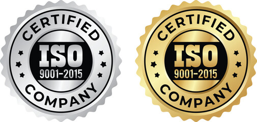 ISO 9001:2015 Certified Symbol Quality Assurance Logo & Certification Vector