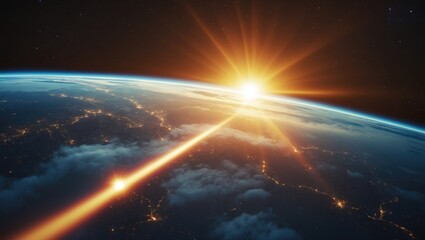 Planet and Sun in Space within the Western Hemisphere