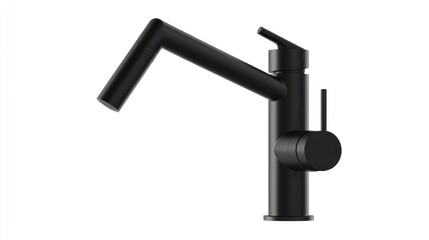 Matte black single-handle kitchen faucet. Sleek design, modern style, and easy installation