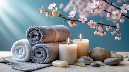 Luxurious spa environment with aromatherapy, herbal products, and natural dÃ©cor for relaxation