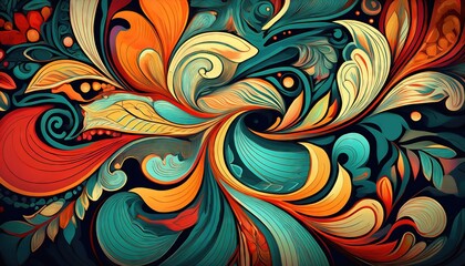Vibrant Abstract Pattern Kaleidoscope of Colors, Textures, and Emotions Unfold in a Mesmerizing Swirl of Geometric Shapes and Artistic Flair.
