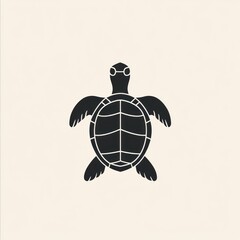 Obraz premium Sea turtle top view, ocean background, nature icon, design element