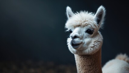 Obraz premium Close-up of a juvenile alpaca with negative space against a natural background