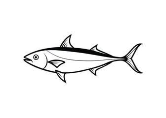 sea animal skipjack line art vector on white background