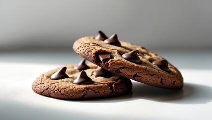 Fototapeta premium Chocolate cookies on an isolated white background
