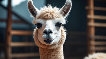 Obraz premium Close-up of a adorable llama in a natural setting