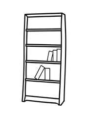 sketch style bookshelf black line art vector on white