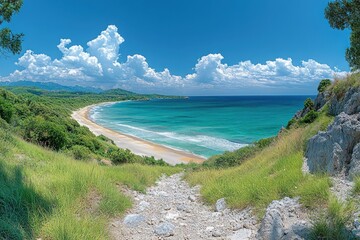 Coastal vista of a pristine beach
