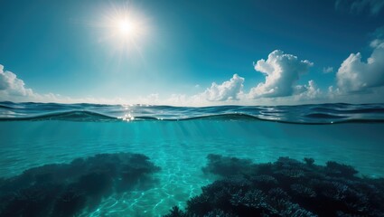 Underwater Sky and Waterline Background