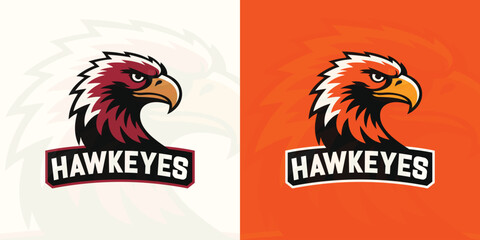 Aggressive Eagle Head Mascot Logo, Hawk Eye Esports Logo Design, Bold Raptor Vector for Team Branding, Angry Eagle Face Sports Logo, Custom Bird of Prey Mascot Icon