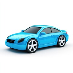 Bright blue toy sports car isolated on white.